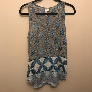 Blue patterned tank